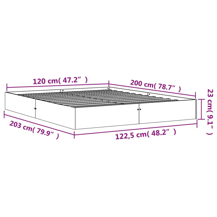 Bedframe Massief Grenenhout Wasbruin 120X200 Cm