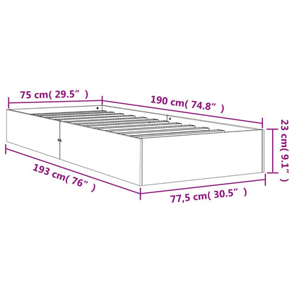 Bedframe Massief Grenenhout Wasbruin 75X190 Cm