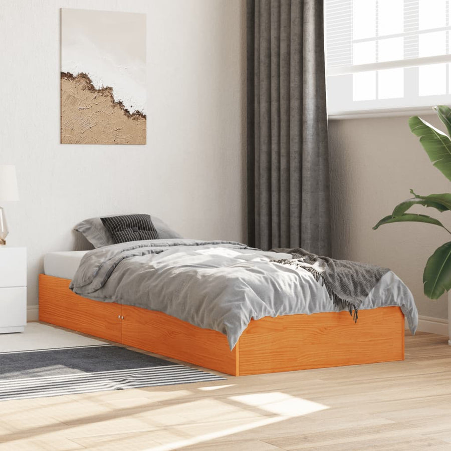 Bedframe Massief Grenenhout Wasbruin 90X190 Cm