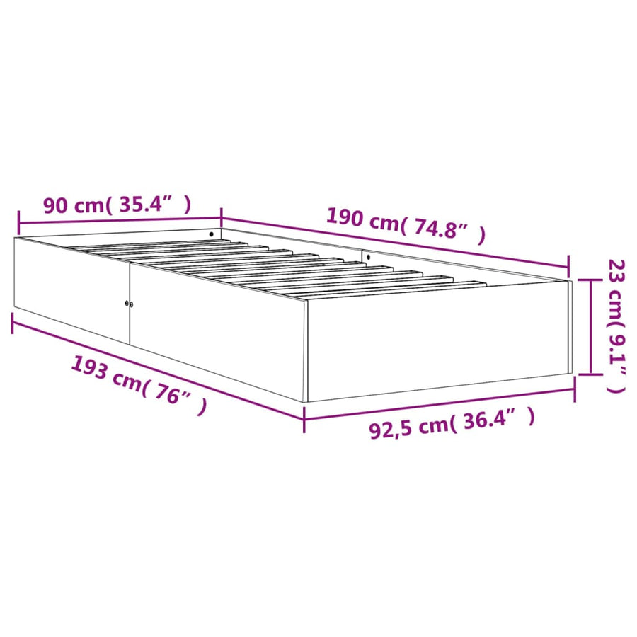 Bedframe Massief Grenenhout Wasbruin 90X190 Cm