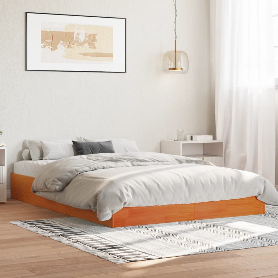 Bedframe Massief Grenenhout Wasbruin 120X190 Cm