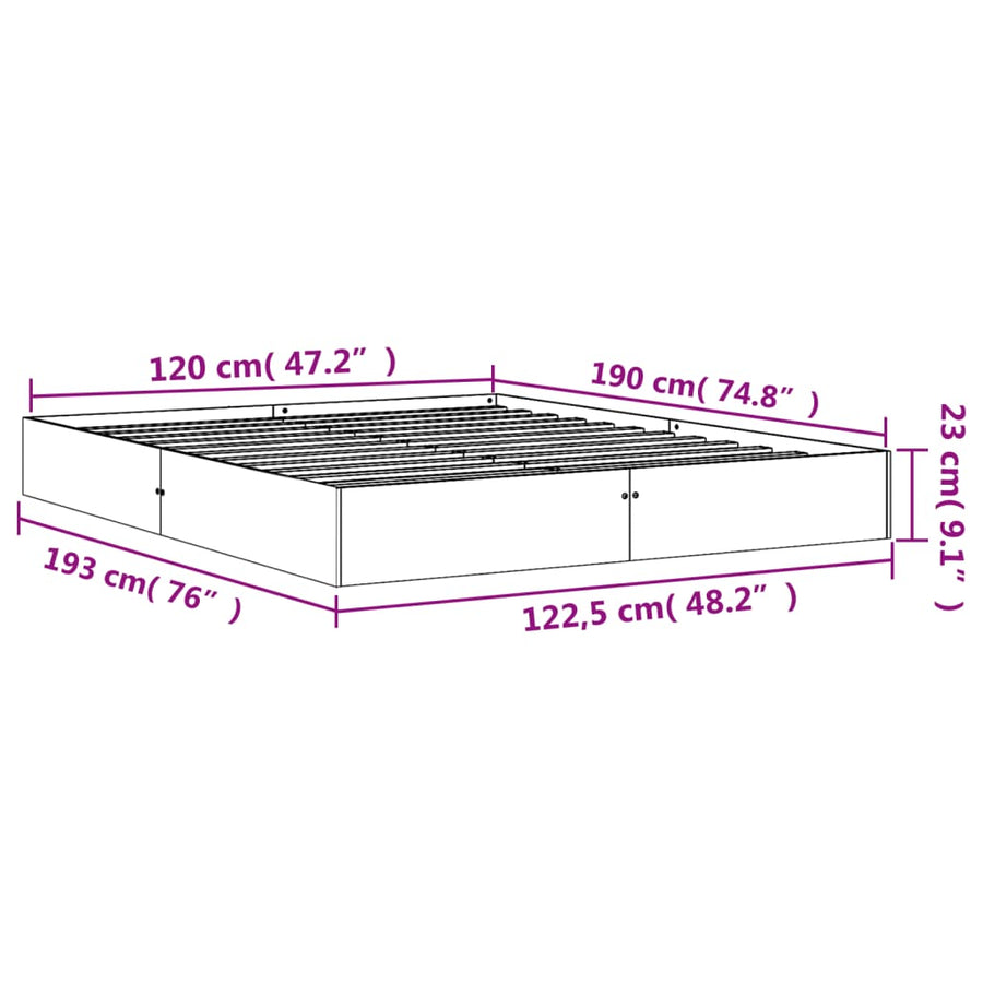Bedframe Massief Grenenhout Wasbruin 120X190 Cm