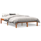 Bed frame without mattress solid pine wax brown 120x190 cm