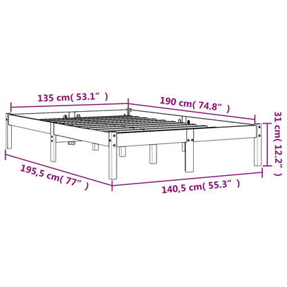 Bedframe Massief Grenenhout Wasbruin 135X190 Cm