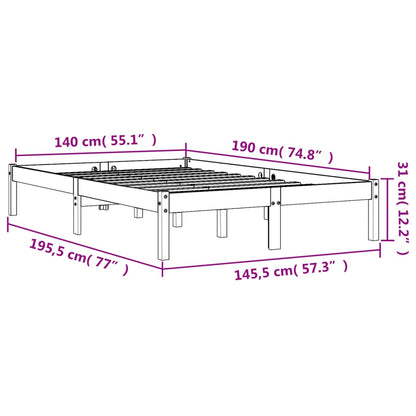 Bedframe Massief Grenenhout Wasbruin 140X190 Cm