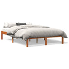 Bedframe massief grenenhout wasbruin 140x190 cm