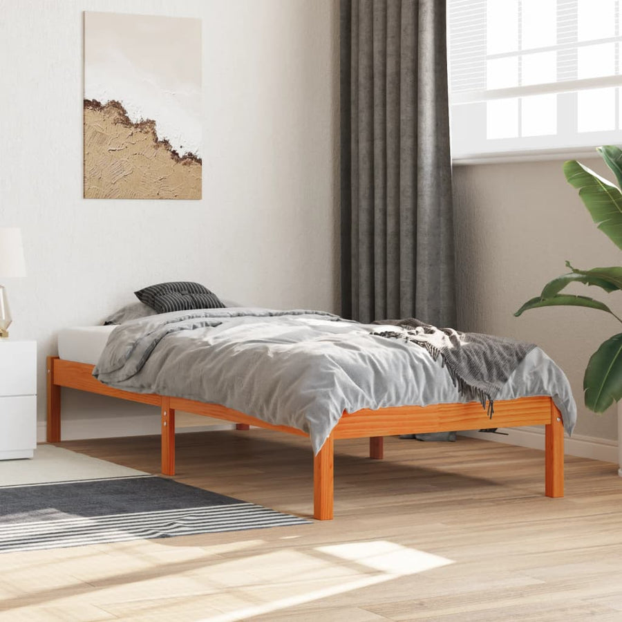 Bedframe Massief Grenenhout Wasbruin 100X200 Cm