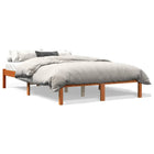 Bedframe massief grenenhout wasbruin 140x200 cm
