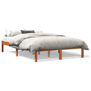 Bedframe massief grenenhout wasbruin 140x200 cm