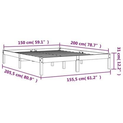 Bedframe Massief Grenenhout Wasbruin 150X200 Cm
