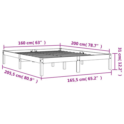 Bedframe Massief Grenenhout Wasbruin 160X200 Cm