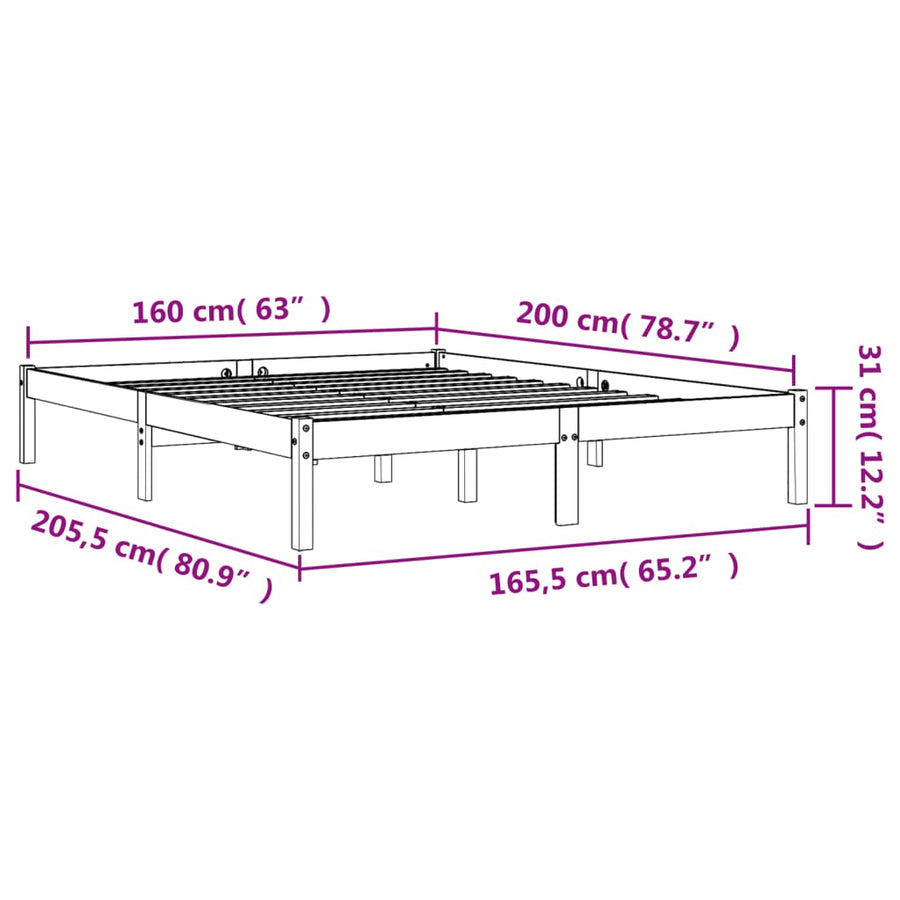 Bedframe Massief Grenenhout Wasbruin 160X200 Cm
