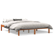 Bedframe massief grenenhout wasbruin 160x200 cm