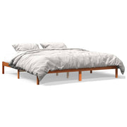 Bedframe massief grenenhout wasbruin 200x200 cm