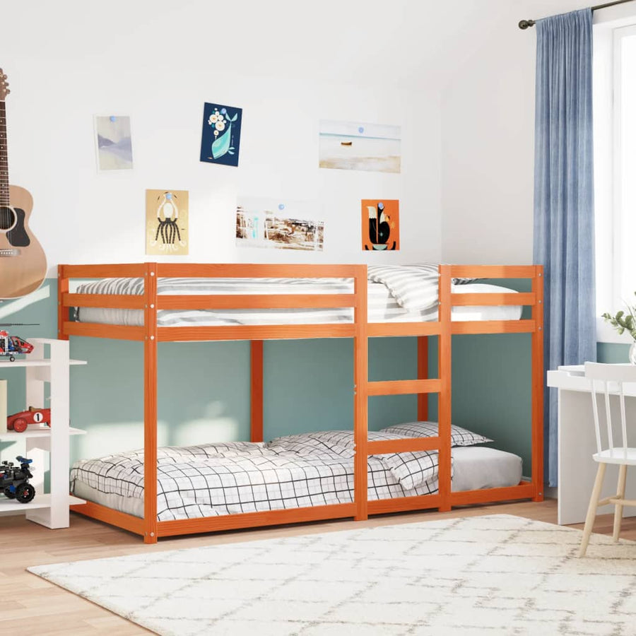 Stapelbed massief grenenhout wasbruin 90x200 cm 90 x 200 cm Wasbruin