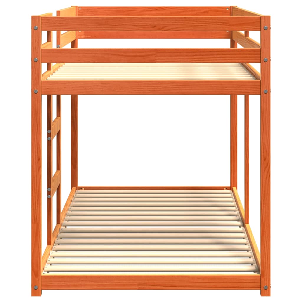 Stapelbed massief grenenhout wasbruin 90x200 cm 90 x 200 cm Wasbruin