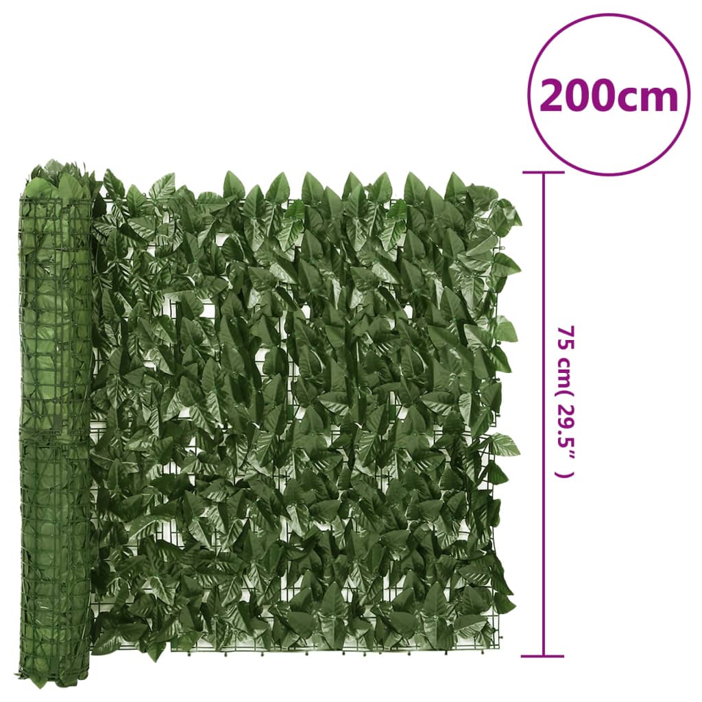 Balkonscherm met donkergroene bladeren 200x75 cm 200 x 75 cm Donkergroen
