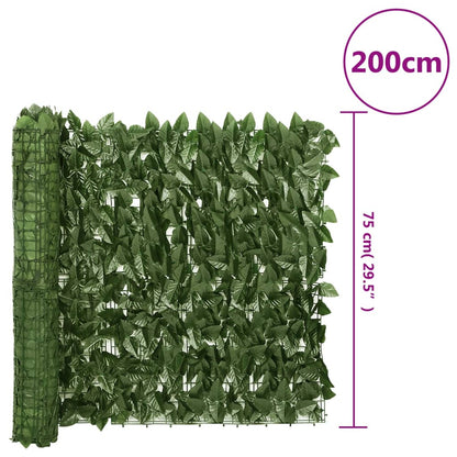 Balkonscherm met donkergroene bladeren 200x75 cm 200 x 75 cm Donkergroen