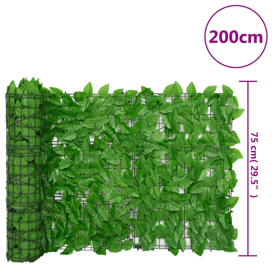 Balkonscherm met groene bladeren 200x75 cm 200 x 75 cm Groen