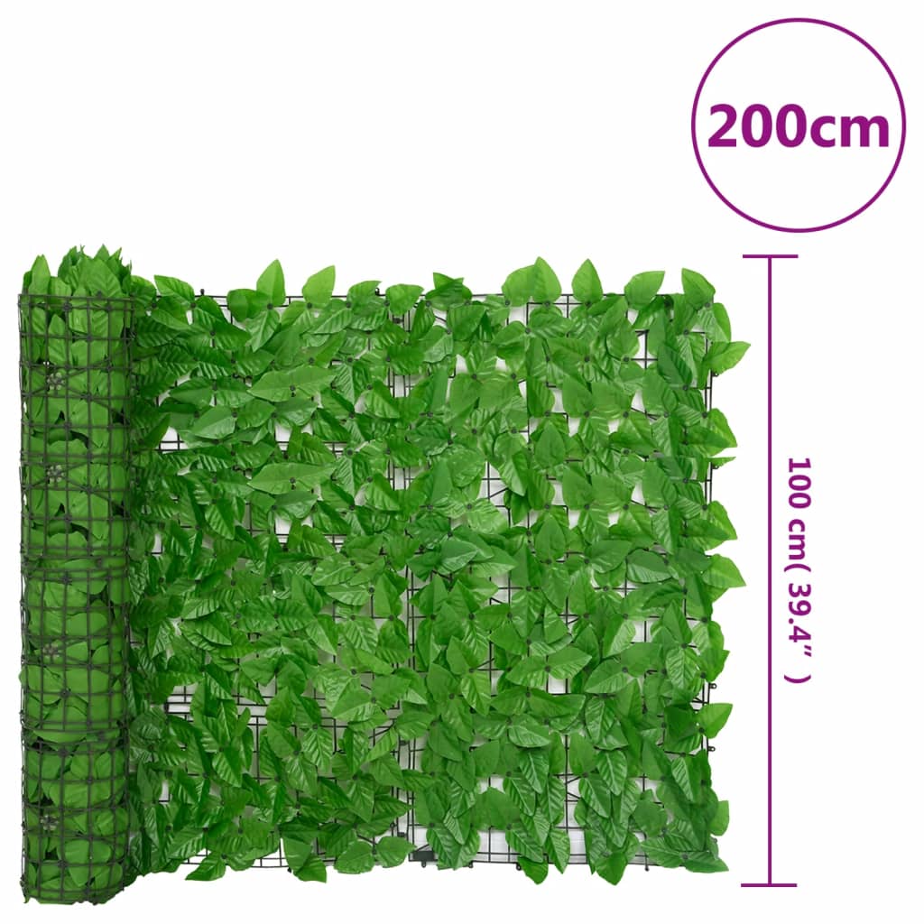 Balkonscherm met groene bladeren 200x100 cm 200 x 100 cm Groen
