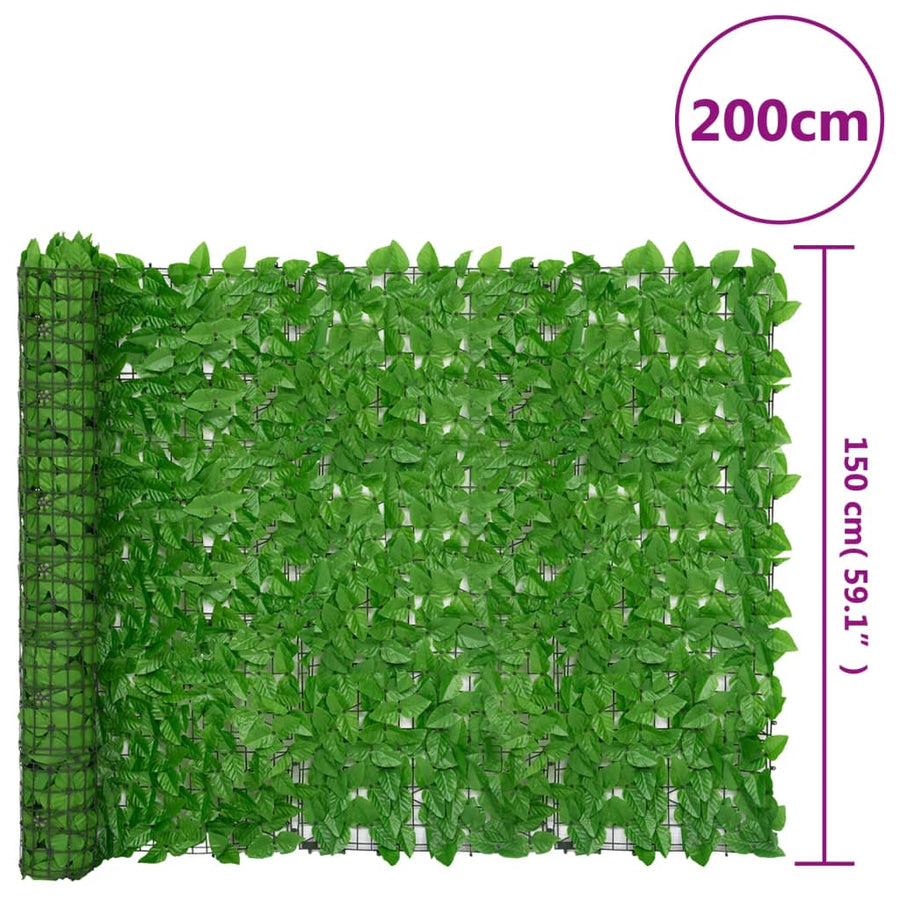 Balkonscherm met groene bladeren 200x150 cm 200 x 150 cm Groen