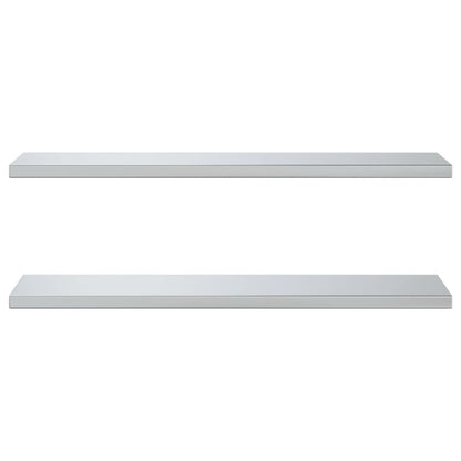 Wandschappen 2 st 100x30x3 cm roestvrijstaal zilverkleurig