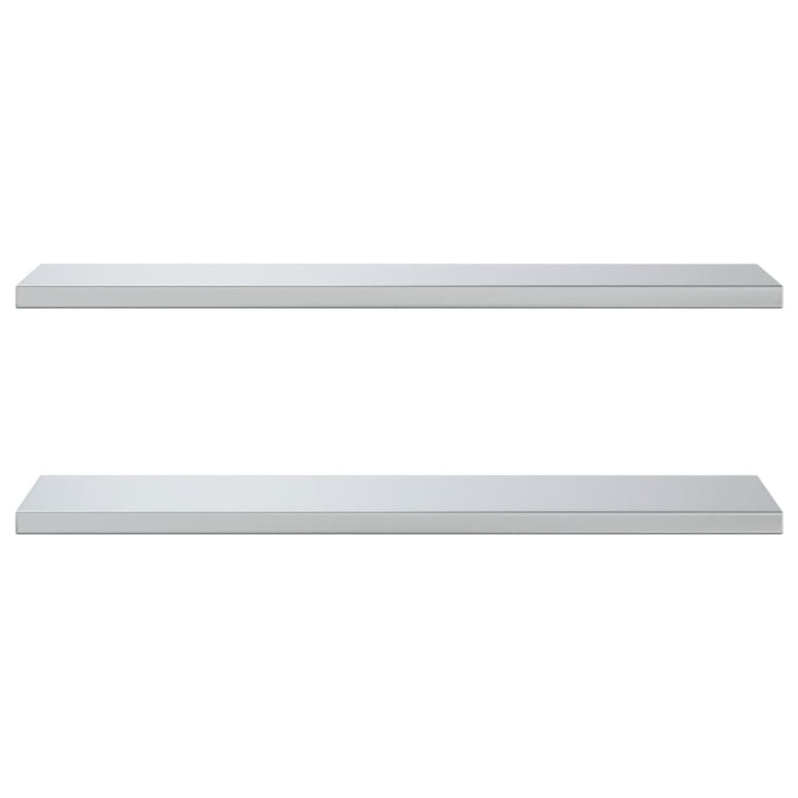Wandschappen 2 st 100x30x3 cm roestvrijstaal zilverkleurig