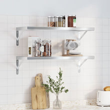 Wandschappen 2 st 75x30x3 cm roestvrijstaal zilverkleurig