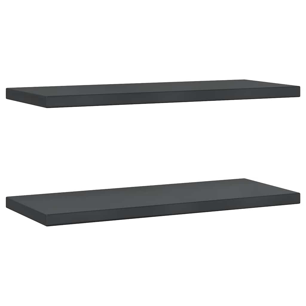 Wandschappen 2 st 75x30 cm roestvrijstaal zwart