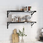 Wall shelves 2 pcs 75x23.5x3 cm stainless steel black