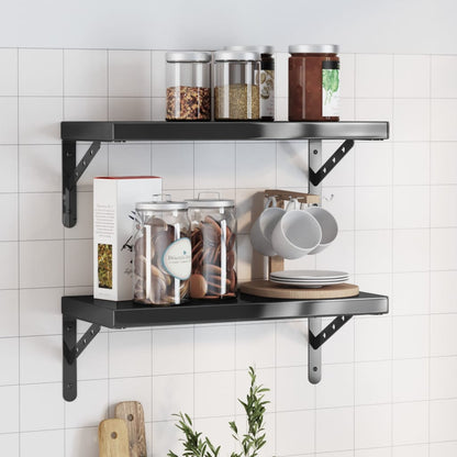Wandschappen 2 st 50x23,5x3 cm roestvrijstaal zwart