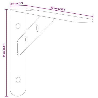 Plankdragers 4 st 20x2,5x14 cm roestvrijstaal zilverkleurig