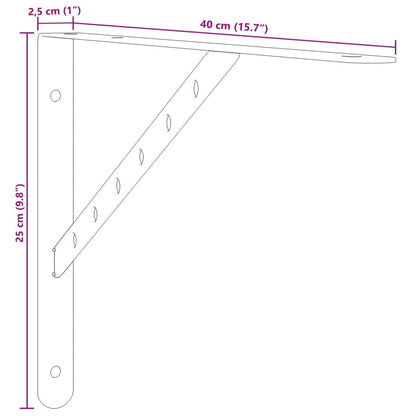 Plankdragers 4 st 40x2,5x25 cm roestvrijstaal zilverkleurig