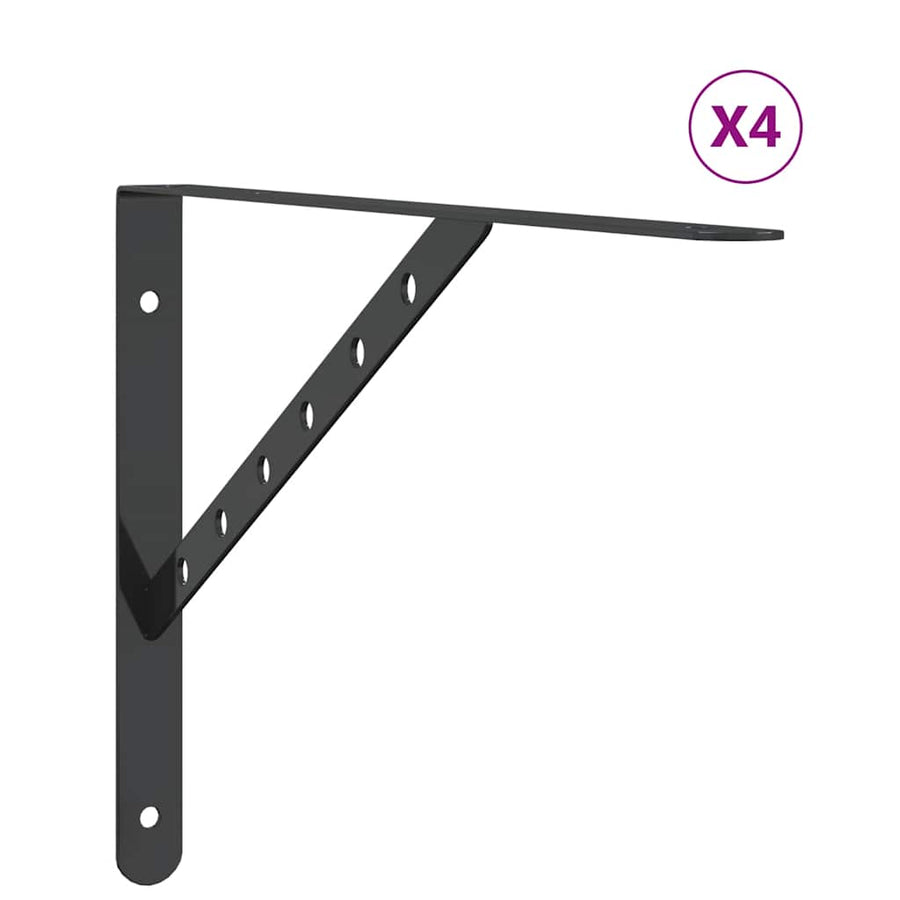 Plankdragers 4 St 40X2,5X25 Cm Roestvrijstaal 40 x 2.5 x 25 cm Zwart