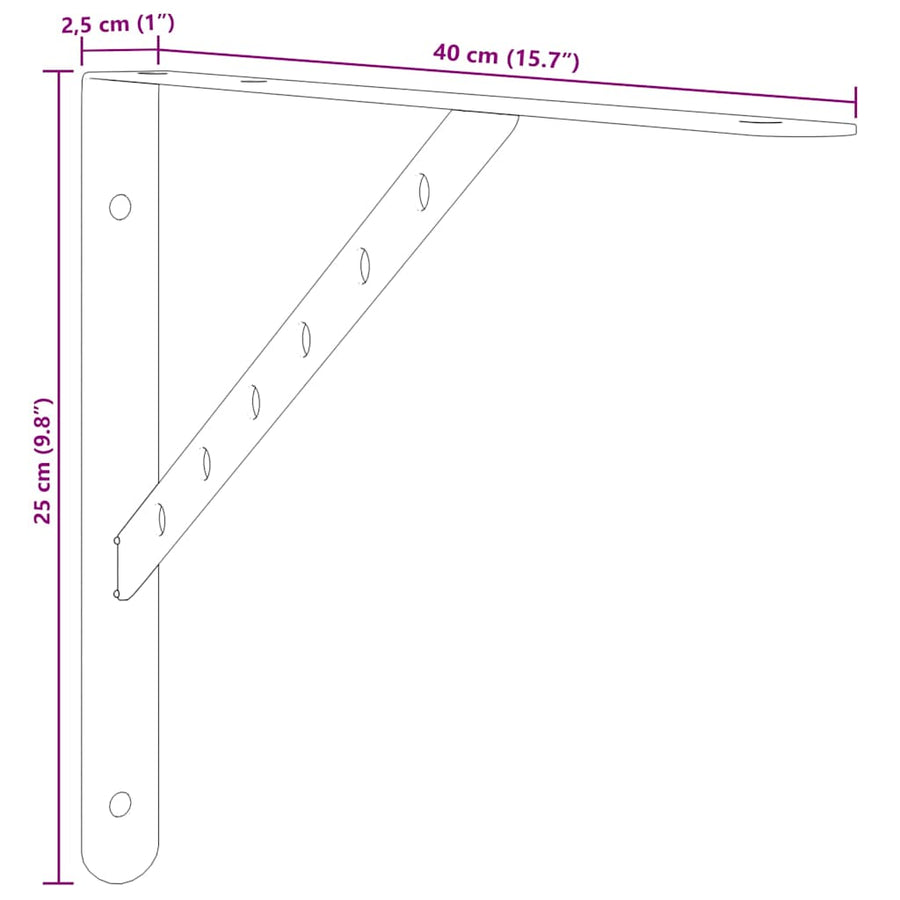Plankdragers 4 St 40X2,5X25 Cm Roestvrijstaal 40 x 2.5 x 25 cm Zwart