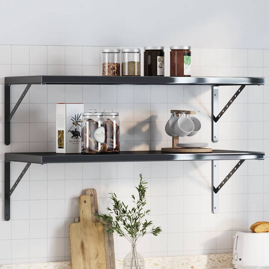 Plankdragers 4 St 40X2,5X25 Cm Roestvrijstaal 40 x 2.5 x 25 cm Zwart