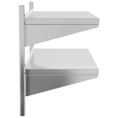 Wandschap 2-laags 100x40x60 cm roestvrijstaal zilverkleurig