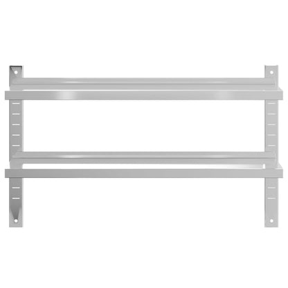 Wandschap 2-laags 100x23,5x60 cm roestvrijstaal zilverkleurig