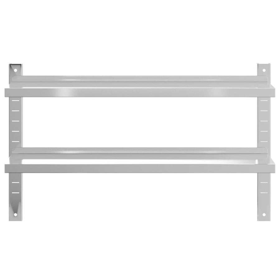 Wandschap 2-laags 100x23,5x60 cm roestvrijstaal zilverkleurig