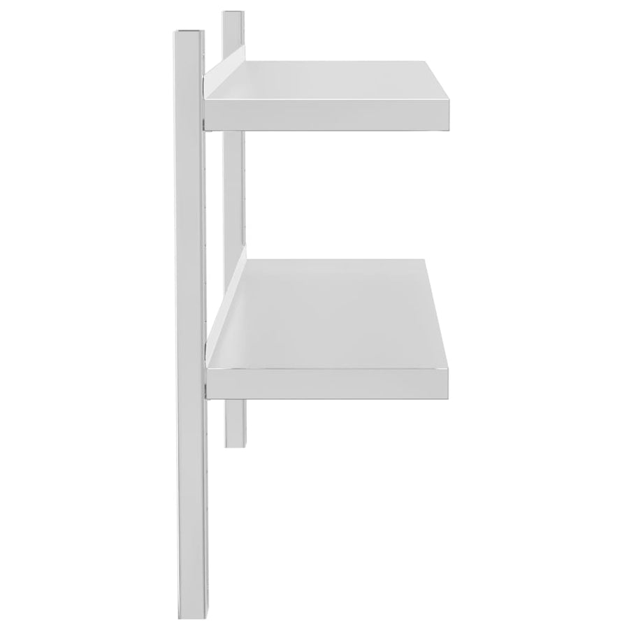Wandschap 2-laags 100x23,5x60 cm roestvrijstaal zilverkleurig