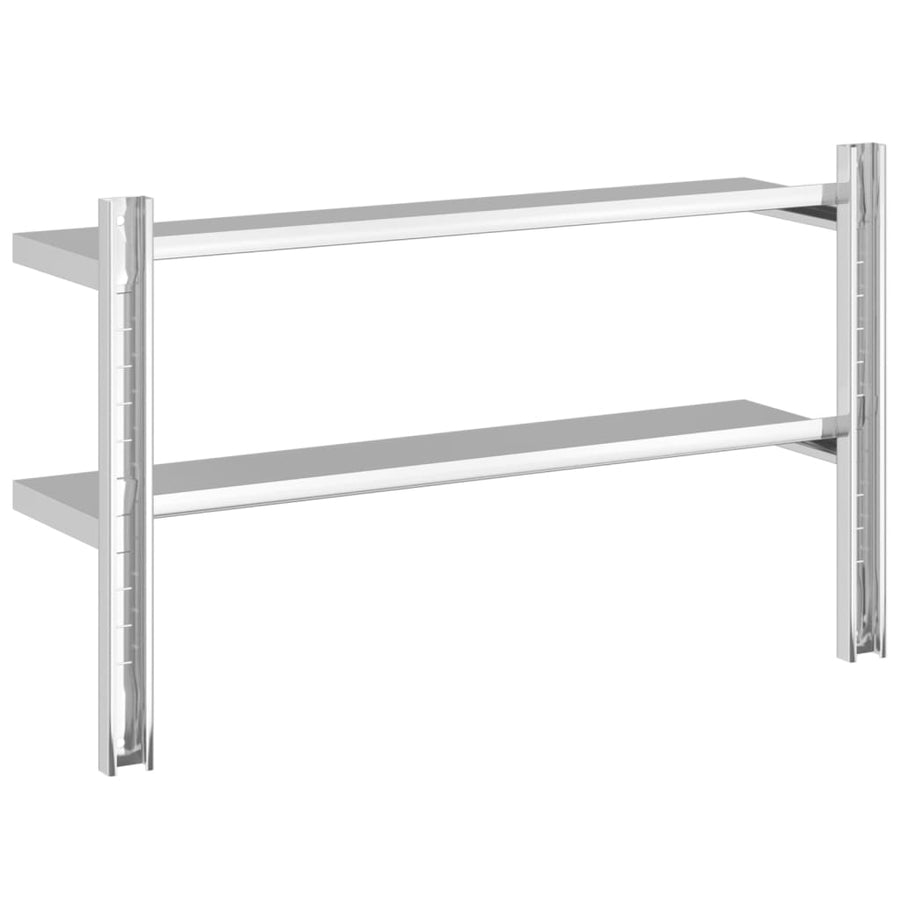 Wandschap 2-laags 100x23,5x60 cm roestvrijstaal zilverkleurig