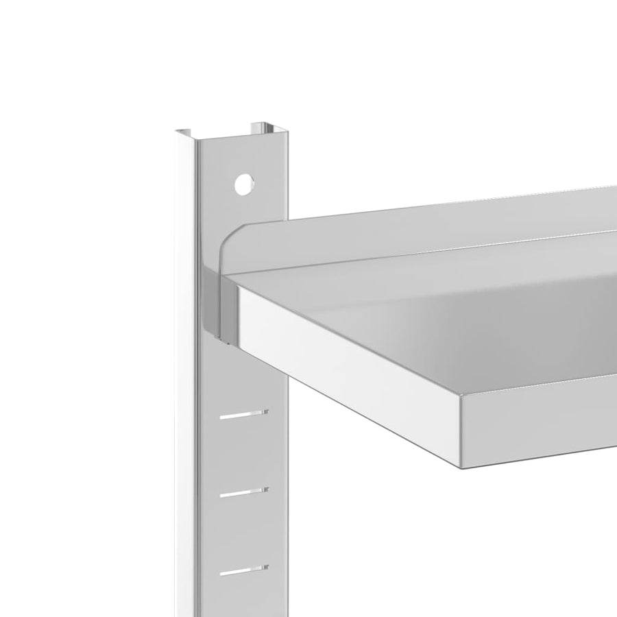 Wandschap 2-laags 100x23,5x60 cm roestvrijstaal zilverkleurig