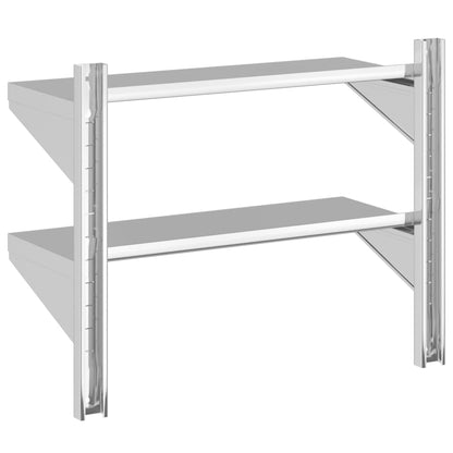 Wandschap 2-laags 75x30x60 cm roestvrijstaal zilverkleurig