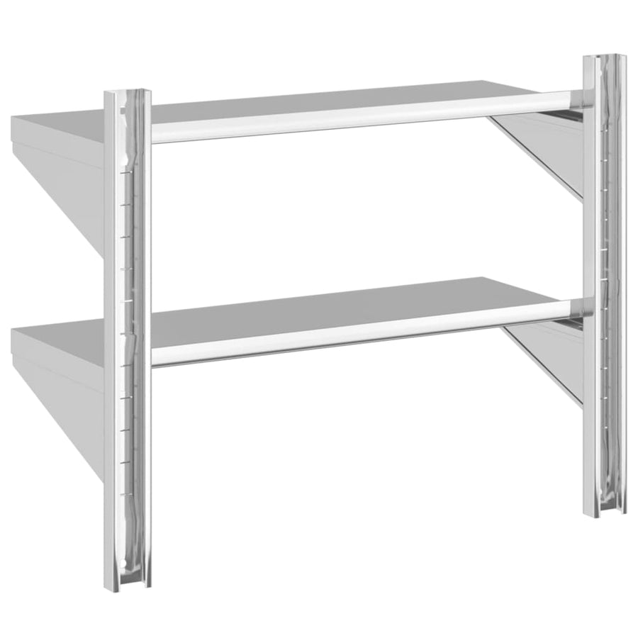 Wandschap 2-laags 75x30x60 cm roestvrijstaal zilverkleurig