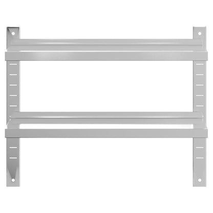 Wandschap 2-laags 75x23,5x60 cm roestvrijstaal zilverkleurig