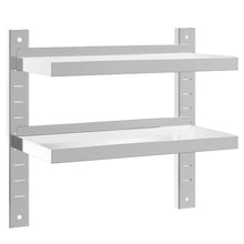 Wandschap 2-laags 50x23,5x60 cm roestvrijstaal zilverkleurig