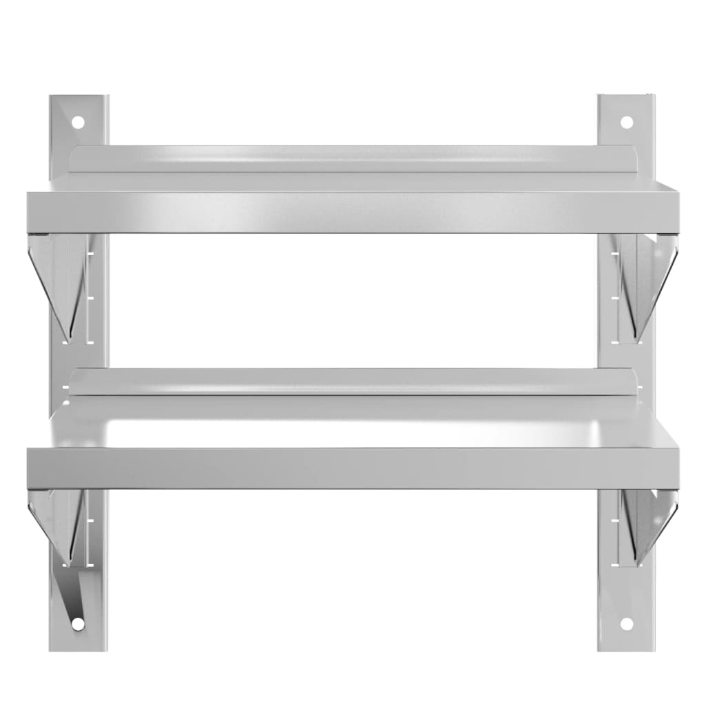 Wandschap 2-laags 50x23,5x60 cm roestvrijstaal zilverkleurig