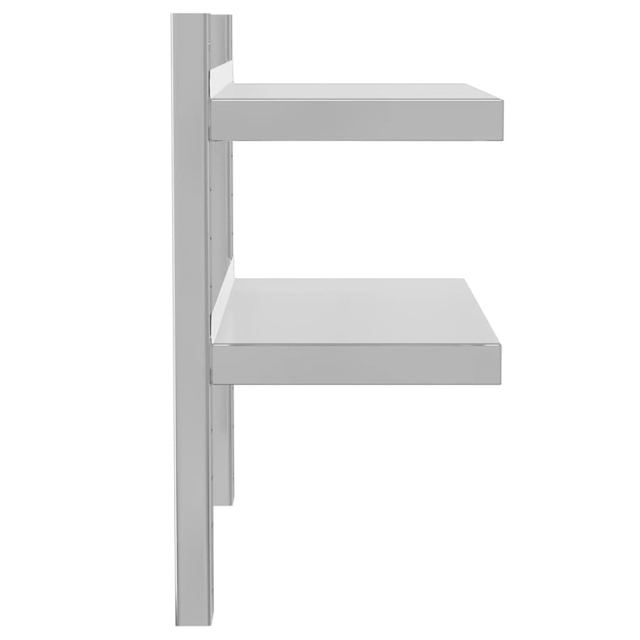 Wandschap 2-laags 50x23,5x60 cm roestvrijstaal zilverkleurig