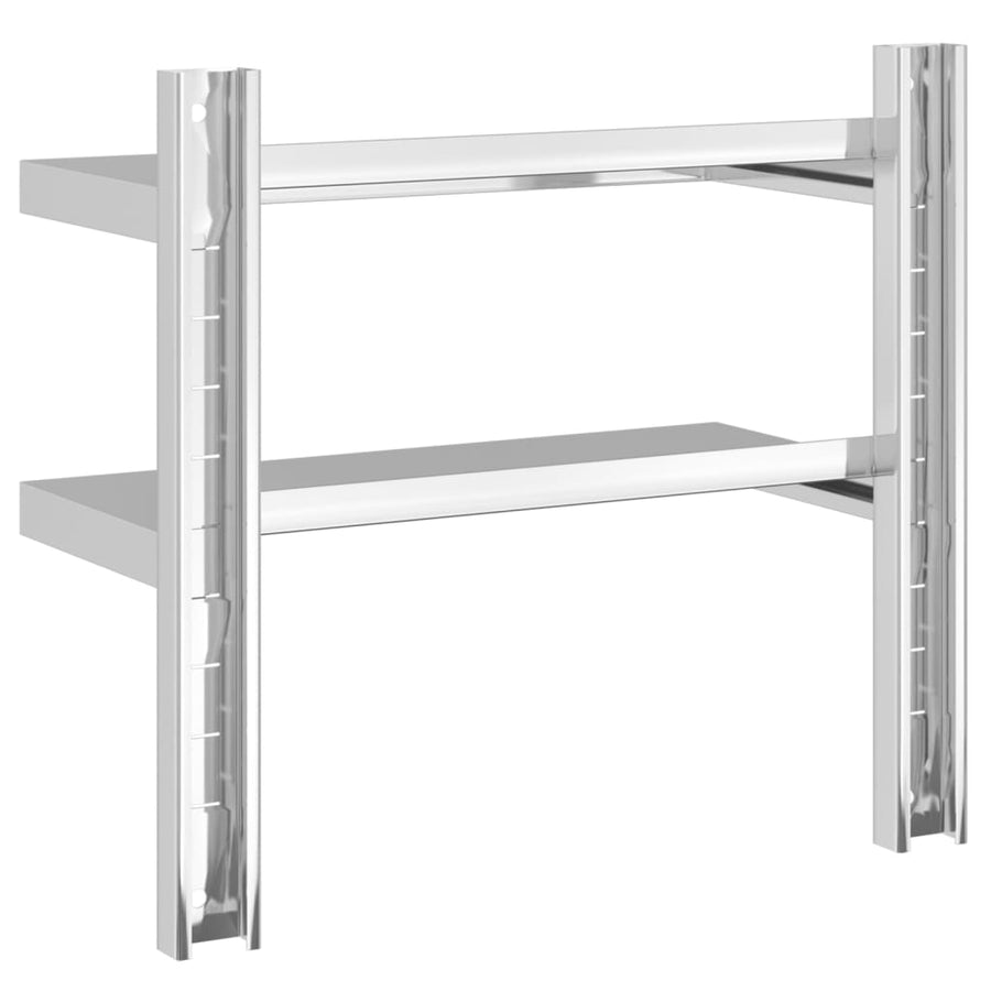 Wandschap 2-laags 50x23,5x60 cm roestvrijstaal zilverkleurig