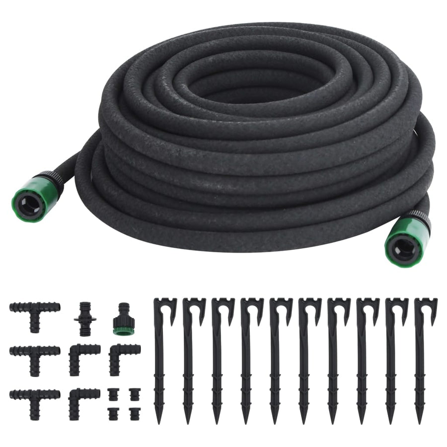 Druppelslang 0,6'' Rubber Zwart en groen 25 m met accessoires